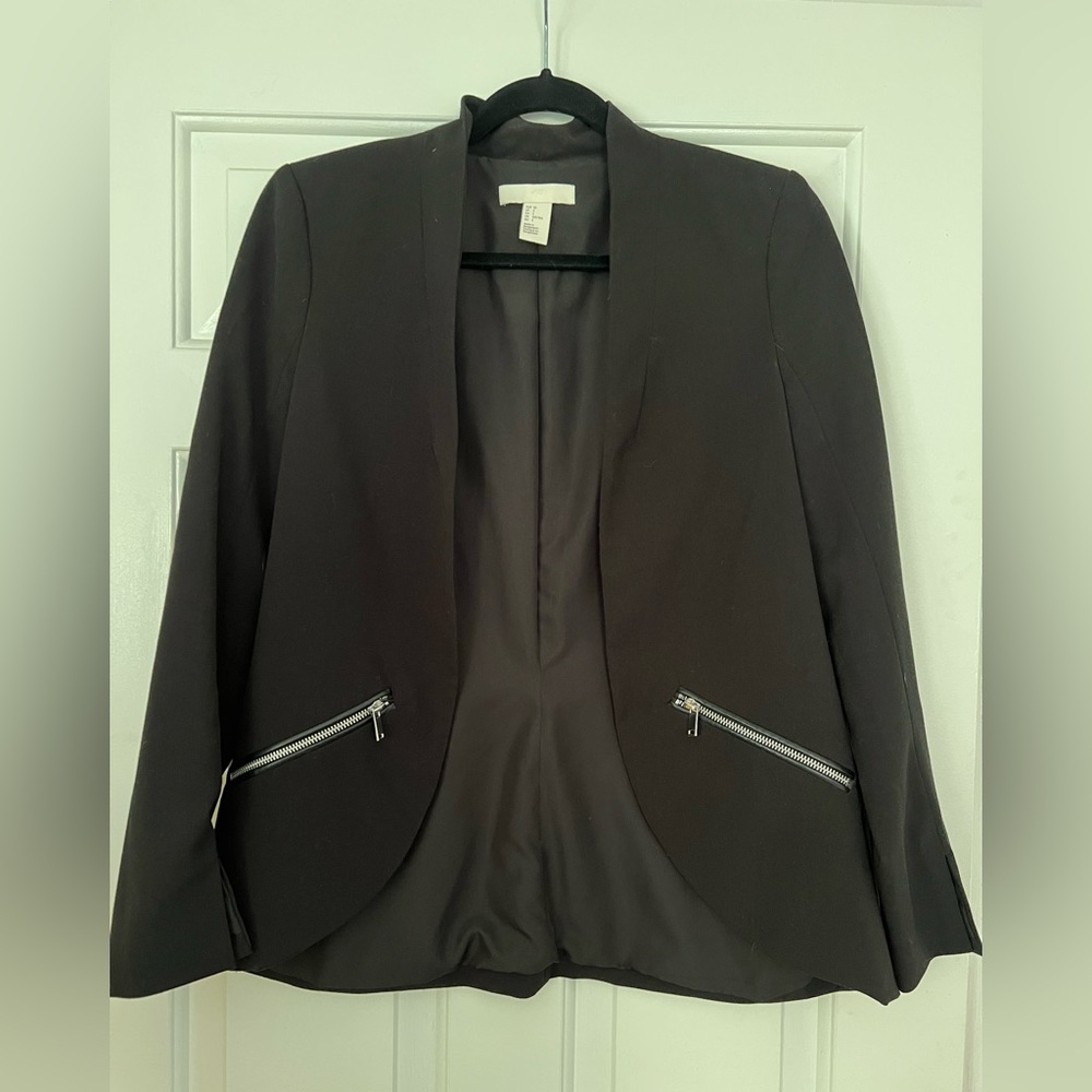 H&M Black Blazer with Zipper Accents